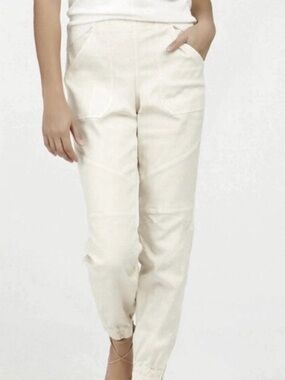SPANX Stretch Twill Jogger Cream Ankle Pants